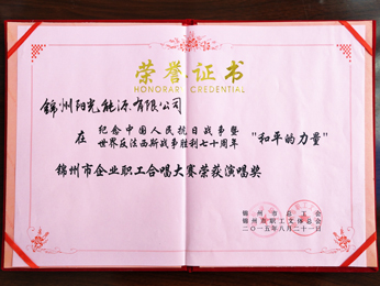 2015錦州市企業(yè)職員合唱大會演唱賞を獲得。